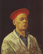 Werner Tübke, Selbstbild mit roter Kappe, 1988, Öl auf Leinwand, 72 x 57 cm